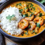 Aromatisches Garnelen Curry mit Kokosmilch und Reis