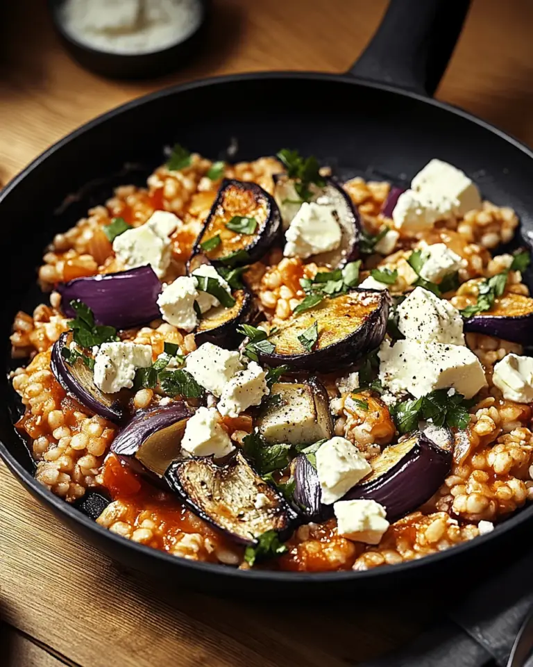 Auberginen-Reispfanne mit Feta