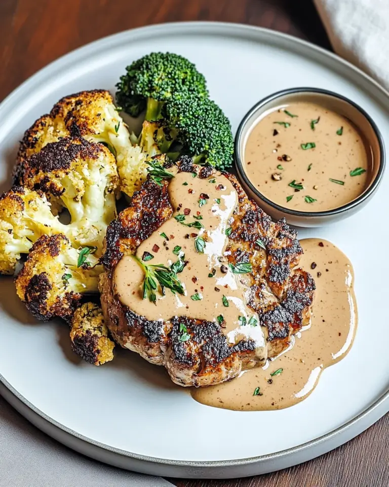 Blumenkohlsteak mit Pfefferrahmsauce