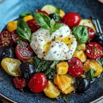 Burrata-Salat mit Ofengemüse und Blaubeeren