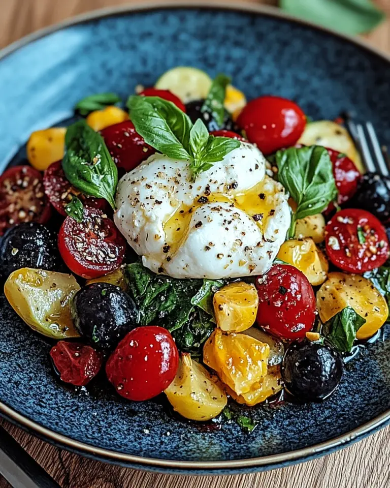 Burrata-Salat mit Ofengemüse und Blaubeeren
