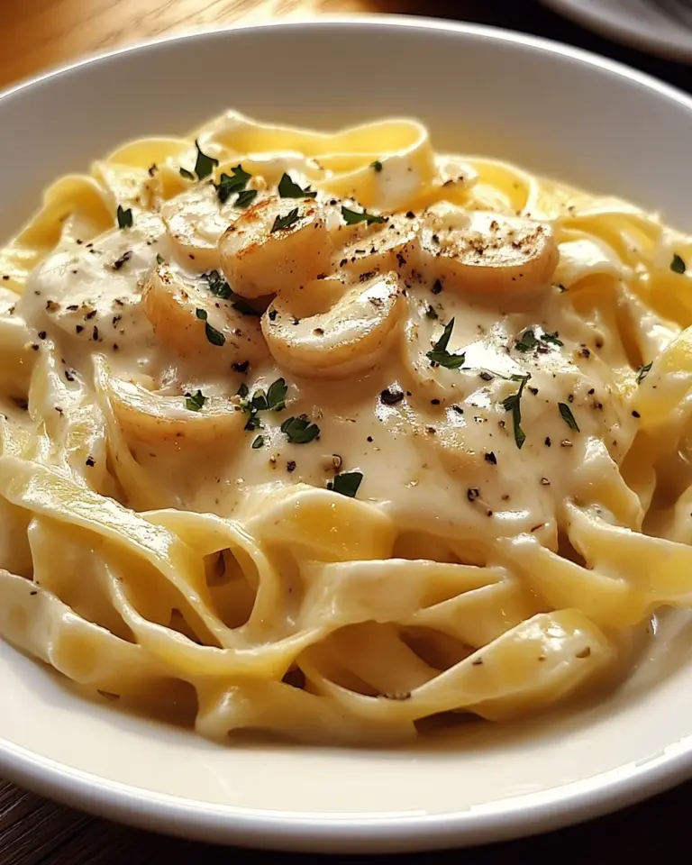 Fettuccine Alfredo mit Garnelen