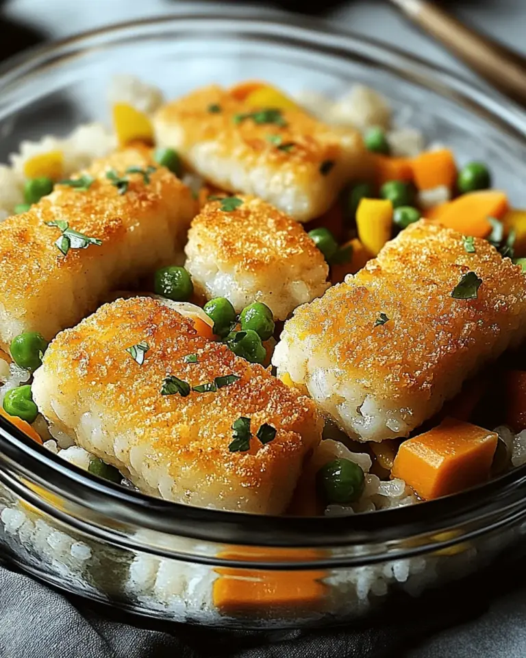 Fischstäbchen-Auflauf mit Reis und Gemüse