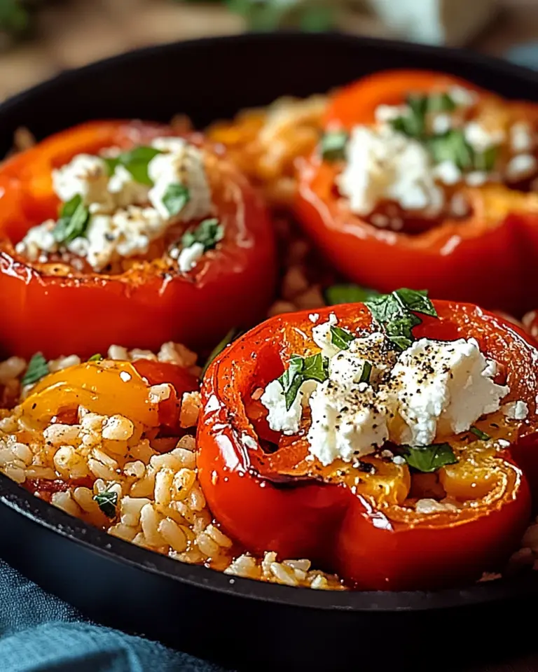 Gefüllte Ofenpaprika mit Reis und Feta