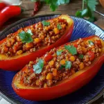 Gefüllte Spitzpaprika mit roten Linsen