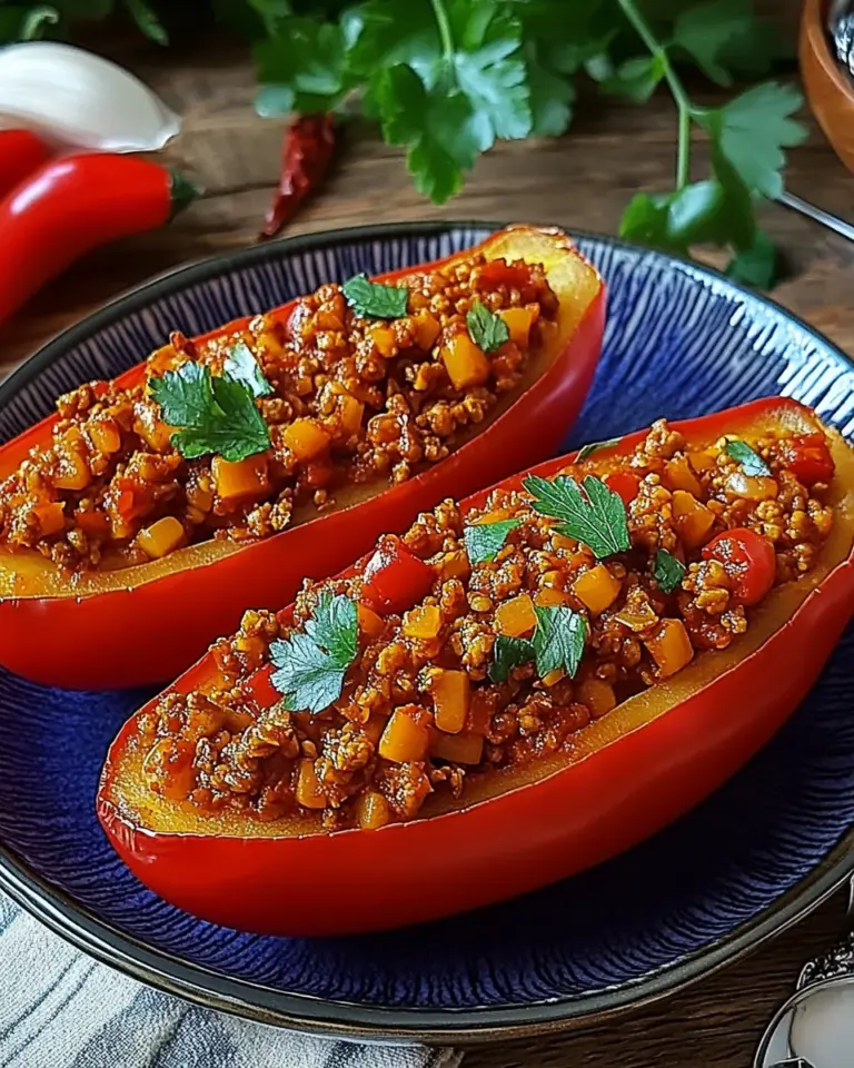 Gefüllte Spitzpaprika mit roten Linsen