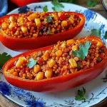 Gefüllte Spitzpaprika mit roten Linsen
