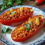 Gefüllte Spitzpaprika mit roten Linsen