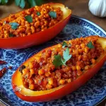 Gefüllte Spitzpaprika mit roten Linsen