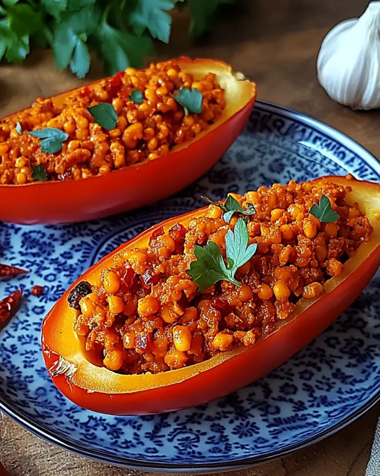 Gefüllte Spitzpaprika mit roten Linsen