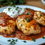 Hähnchenfilets mit einer Ajvar-Schmandsauce