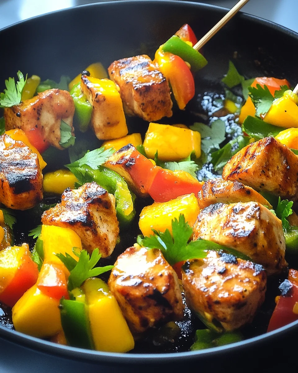 Karibische Hähnchenspieße mit Mango-Salsa