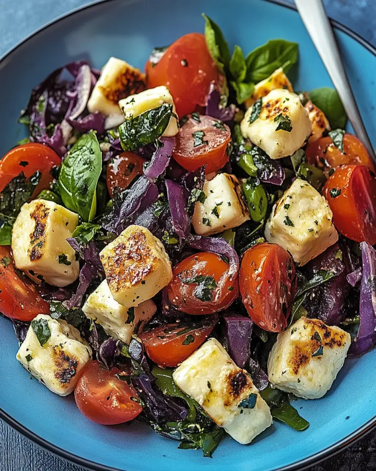 Kritharaki-Salat mit Halloumi-Croutons