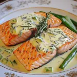Lachs in Frühlingszwiebel-Sahnesoße
