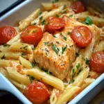 Ofen-Lachs-Pasta mit Tomaten
