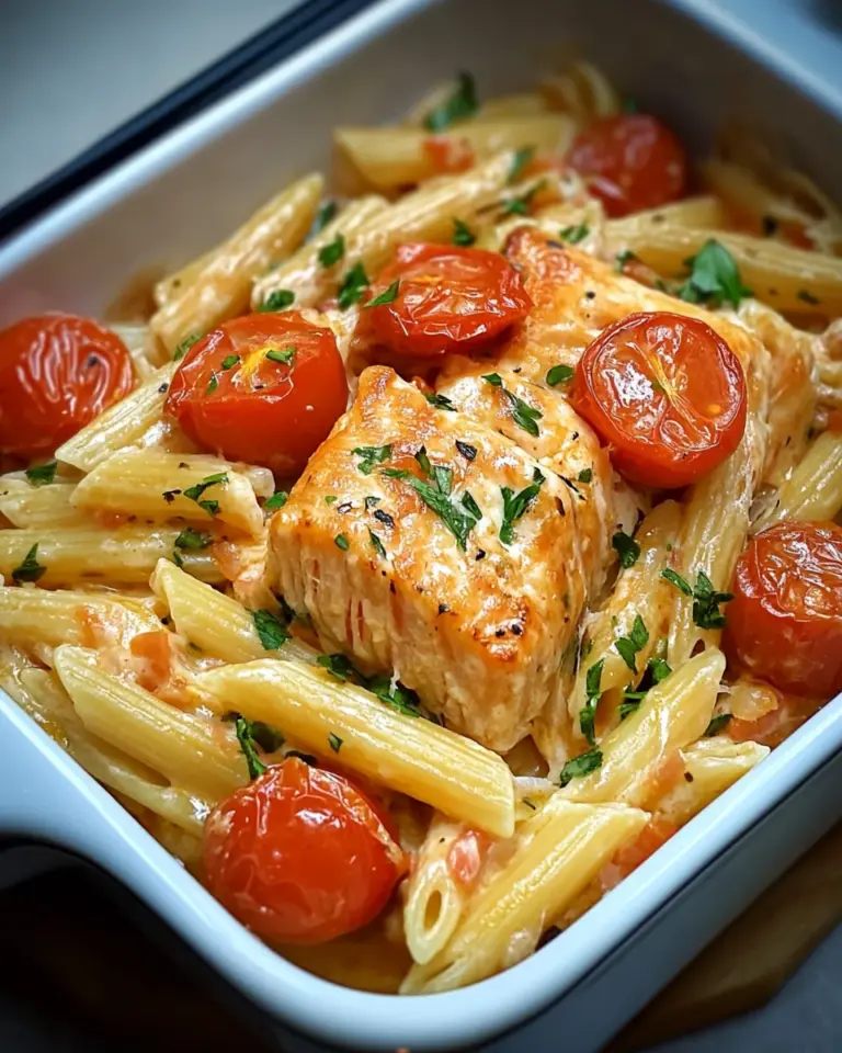 Ofen-Lachs-Pasta mit Tomaten