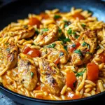 Orzo-Pfanne mit Paprikahuhn