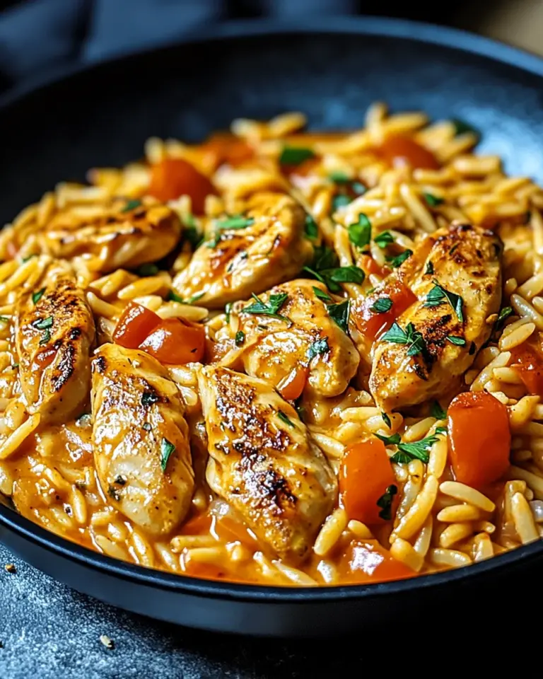 Orzo-Pfanne mit Paprikahuhn