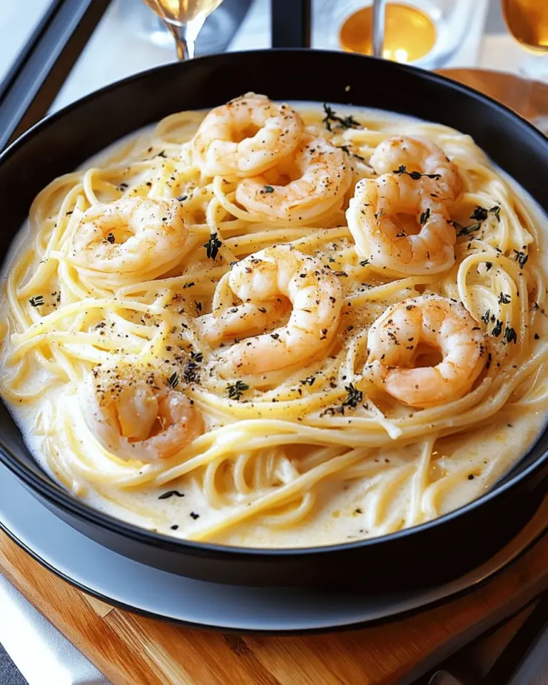 Spaghetti Alfredo mit Garnelen
