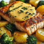 Zitronenbutterlachs mit knusprigen Kartoffeln und Brokkoli