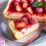 Erdbeerkuchen vom Blech mit Schmand & Pudding