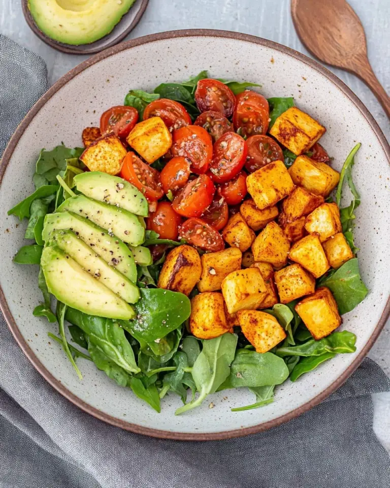 Knusprige Ofenkartoffeln mit Salat (einfaches Bowl Rezept)