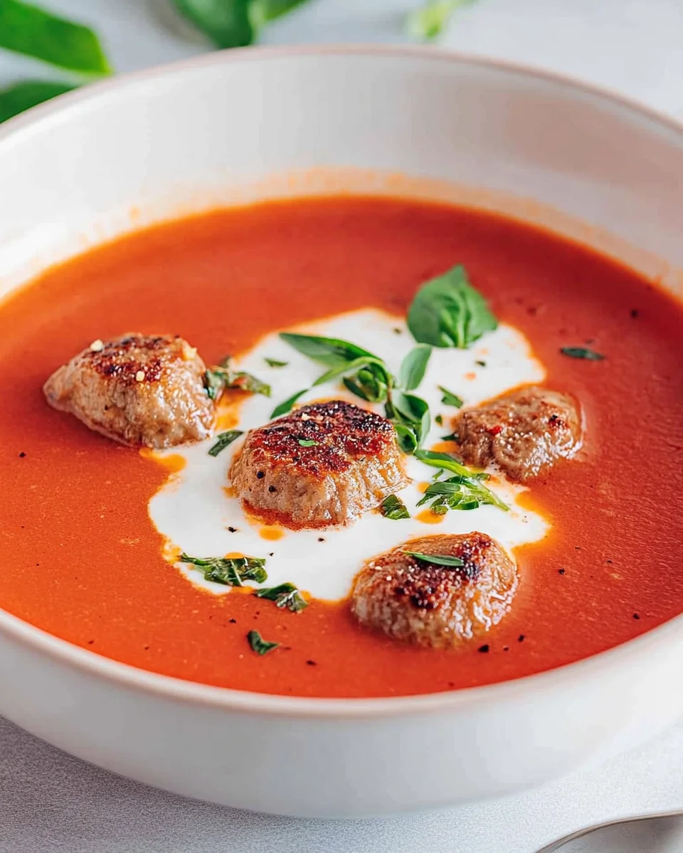Tomatensuppe mit Hackbällchen