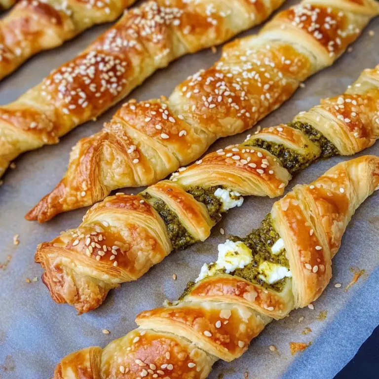 Blätterteigstangen mit Pesto & Feta
