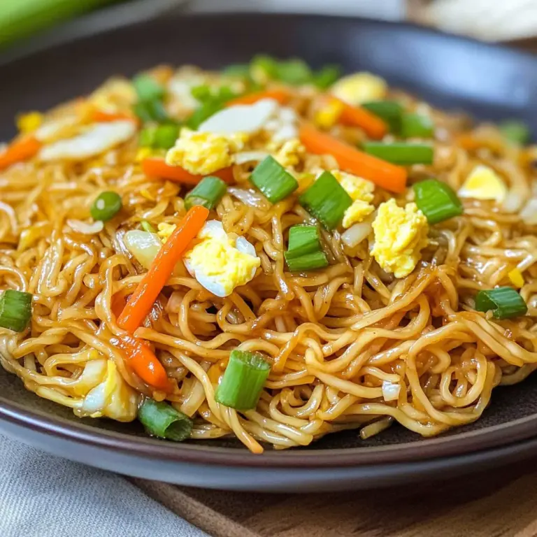 Chinesisch gebratene Nudeln mit Ei und Gemüse