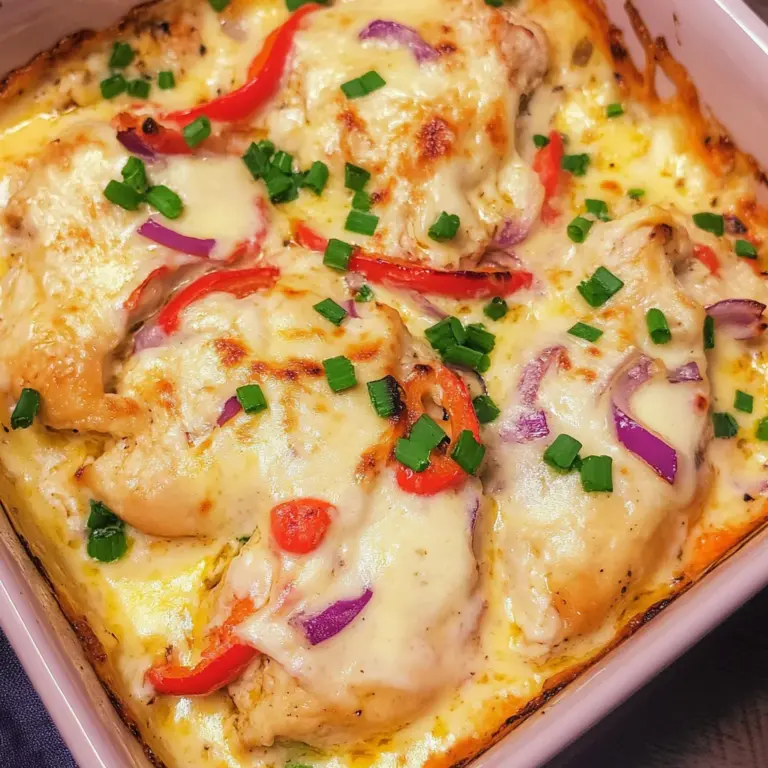 Hähnchen-Auflauf mit Paprika und Schmand-Soße
