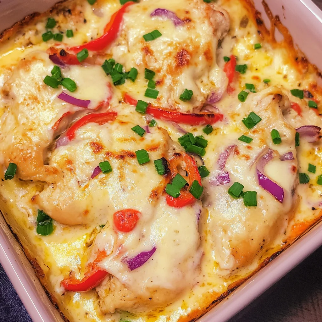 Hähnchen-Auflauf mit Paprika und Schmand-Soße