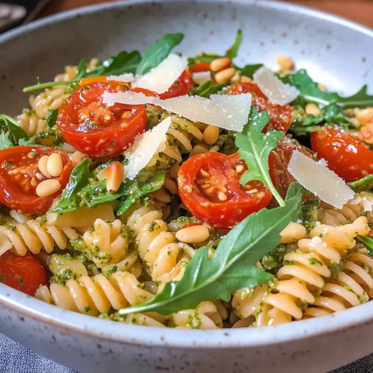 Nudelsalat mit Pesto & Rucola (ohne Mayo)
