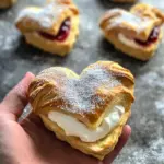 Süßes zum Valentinstag gefüllte Blätterteig Herzen