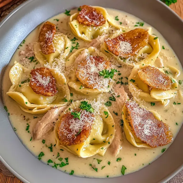 Tortellini alla panna mit HähnchenHähnchenschinken-Sahne-Soße