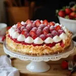 Erdbeer-Rhabarber-Baisertorte