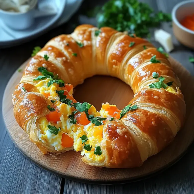 Rührei Ring aus Croissant Teig mit viel Käse
