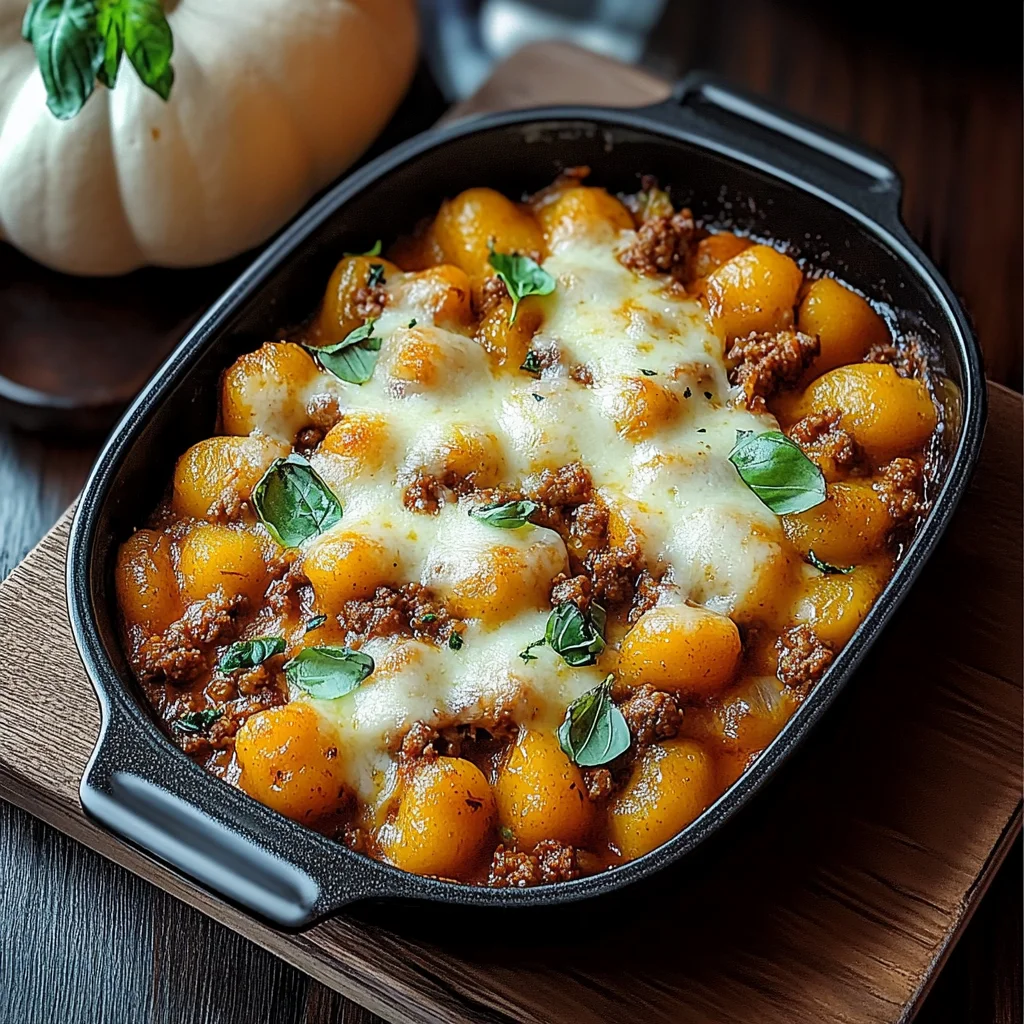 Saftiger Kürbis-Gnocchi-Auflauf mit Hackfleisch und Mozzarella
